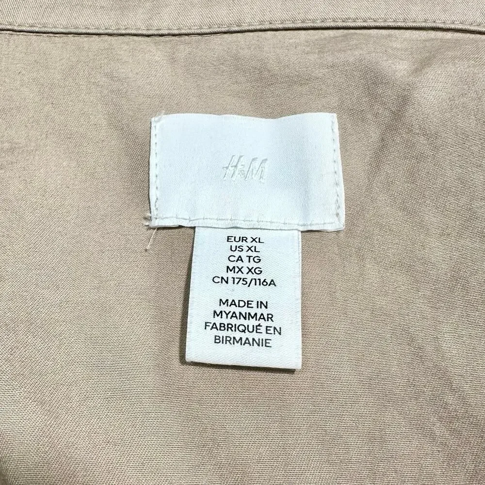 H&M | Women | Neutral Tan Cotton Twill Safari Utility Shirt Jacket | Size XL